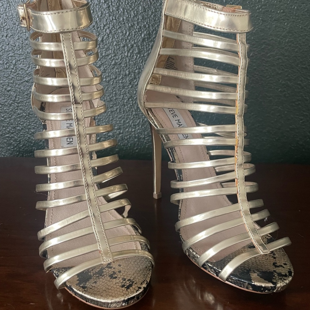 Steve Madden Gold Strappy Heels